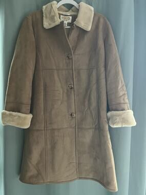 Vintage Talbots Faux Suede Sterling Coat Jacket Beige Petite Large L NWOT Medium